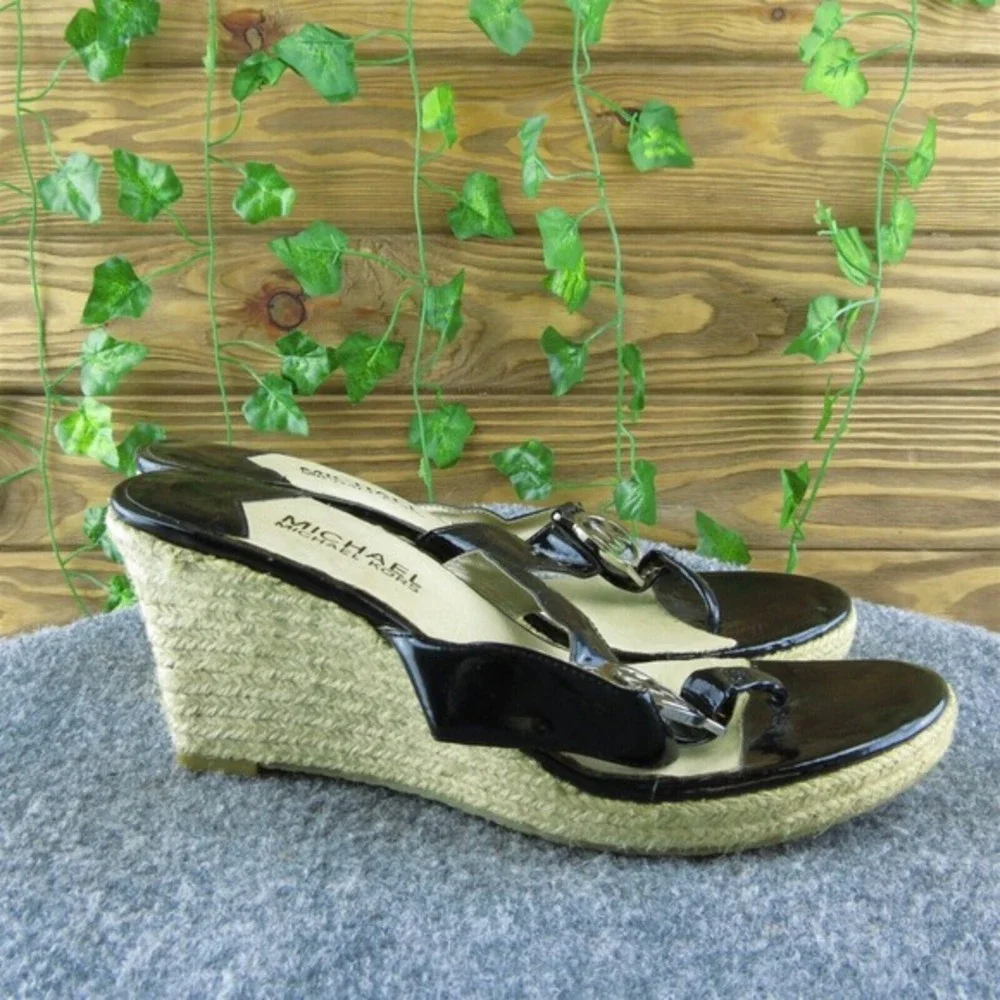 Michael Kors  Women Flip Flop Sandal‎ Shoes Black Synthetic Size 7 Medium